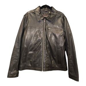 Cole Haan Black Lambskin Leather Thermore Insulated Zip Jacket Size XL Rack 2